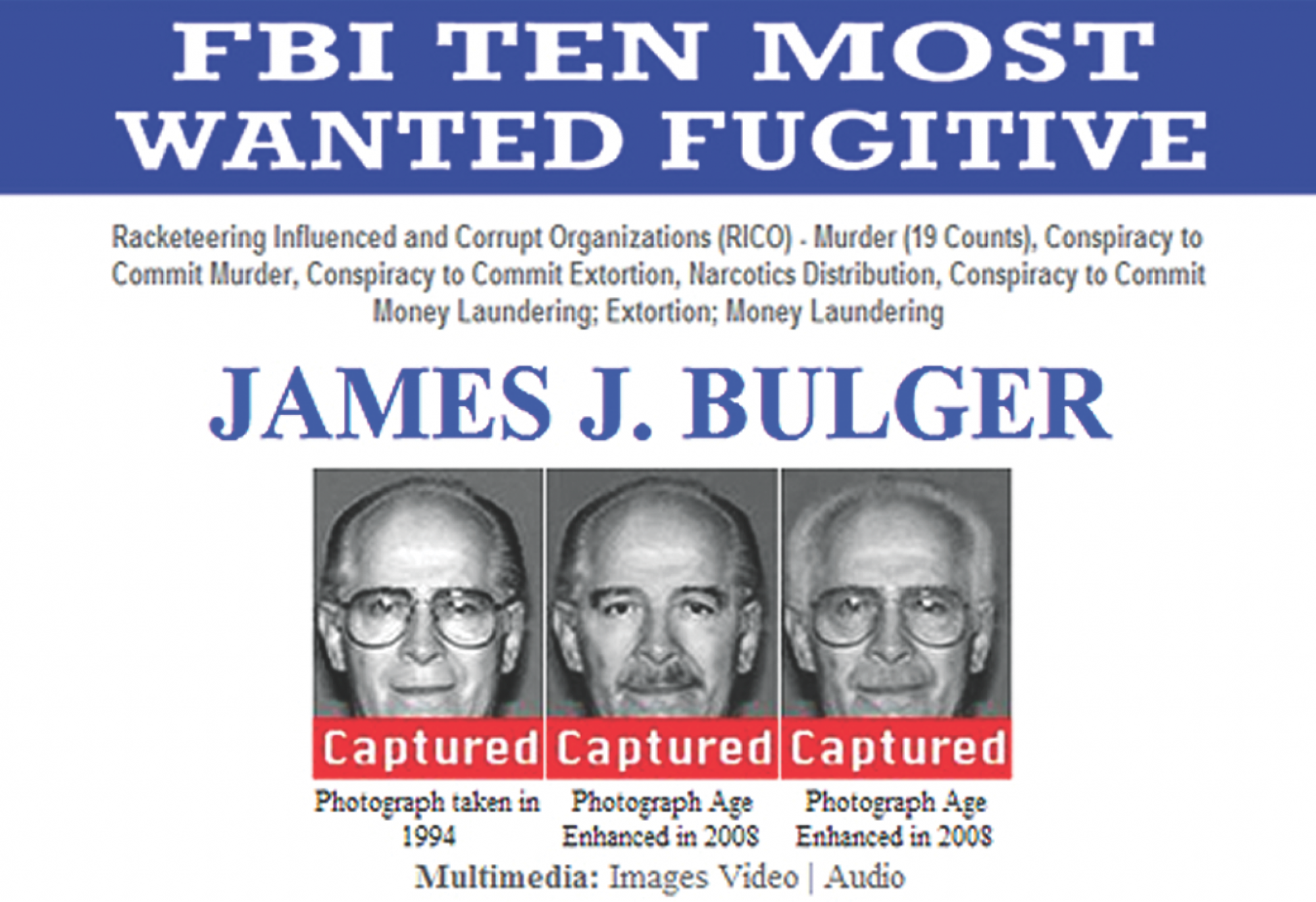 whitey Bulger FBI ten most wanted fugitives coffee or die