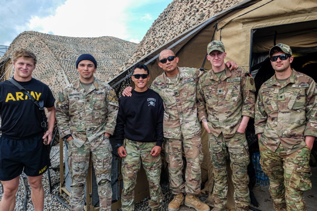 Scouts and snipers from 1-24 outside their tend in Erbil. Photo by Kevin Knodell/Coffee or Die.