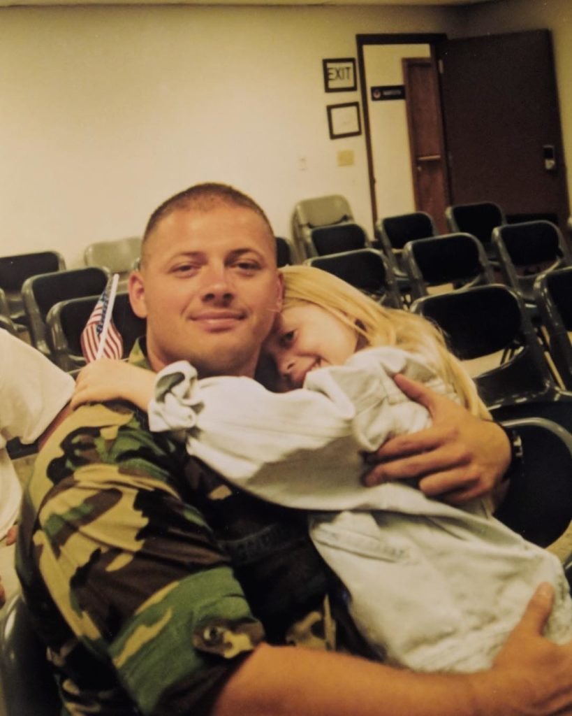 Denver Riggleman and daughter Abby during Riggleman's time in the U.S. Air Force. Photo courtesy of @abbyriggles Instagram.