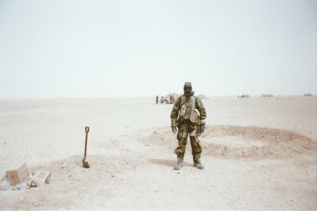 Trombley during the invasion of Iraq in 2003. Photo courtesy of James Trombley.