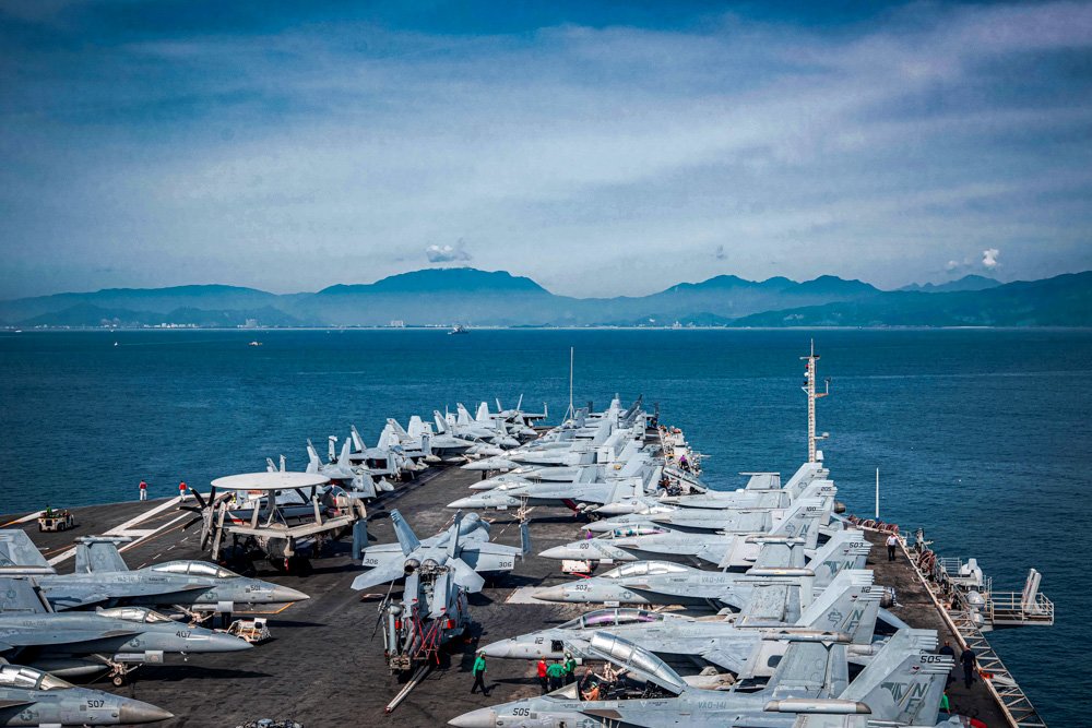 U.S. Navy, USS Ronald Reagan (CVN 76), approaches Da Nang, Vietnam, for a port visit.