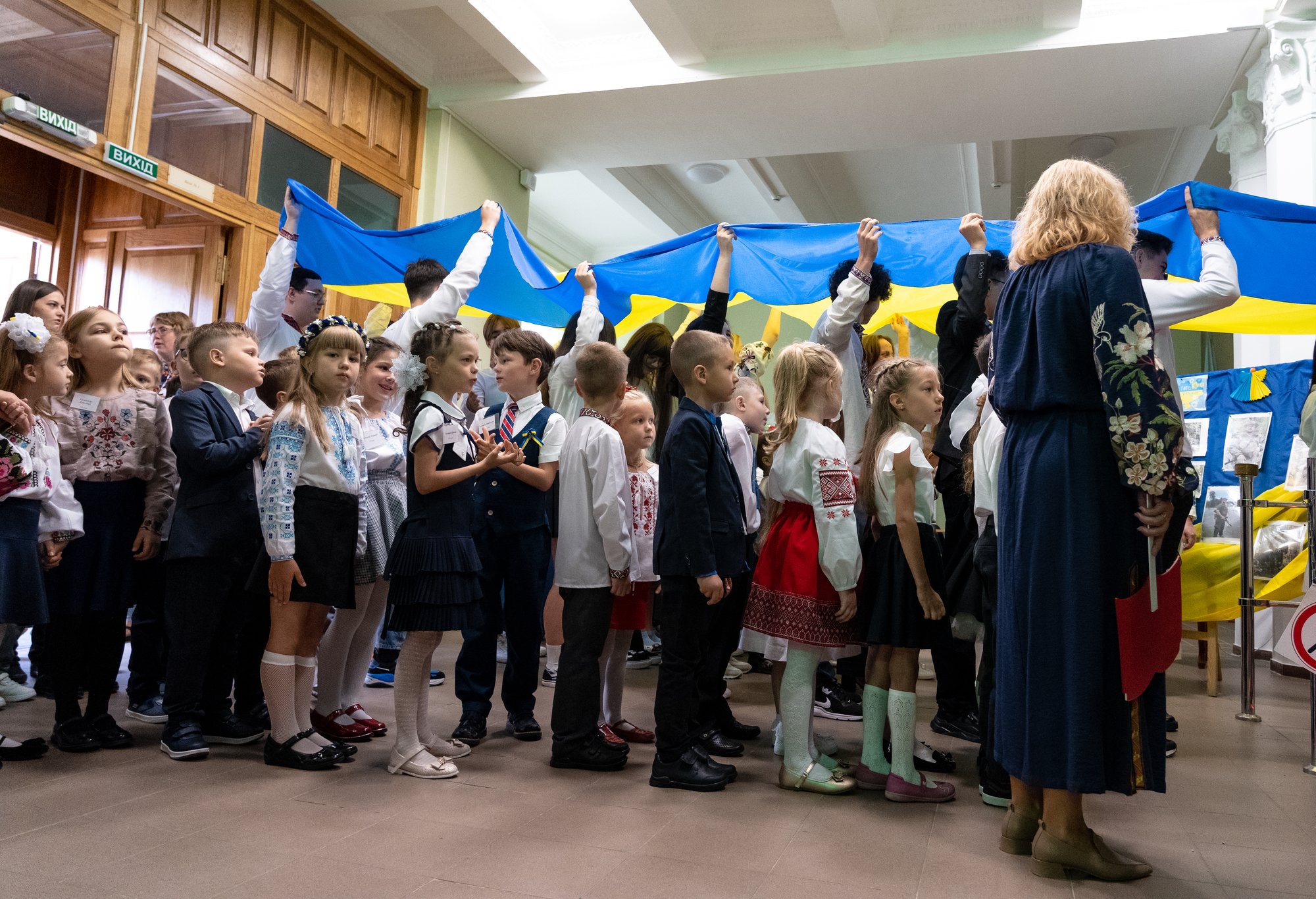 Ukrainian students in Kyiv attend their first day of school on Sept. 1, 2022. Photo by Nolan Peterson/Coffee or Die.