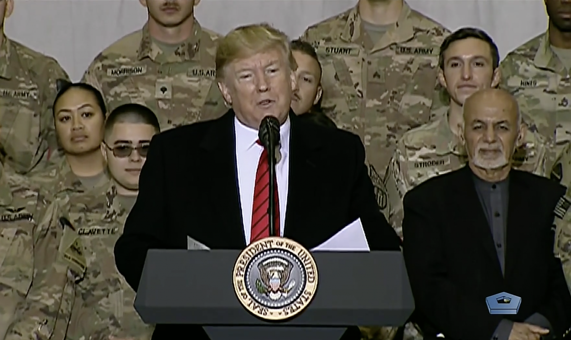 President Donald Trump in Bagram, Afghanistan.