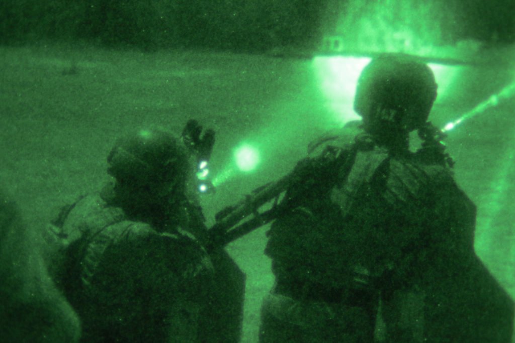 Competitors in the United States Army Special Operations Command International Sniper Competition engage targets during a night live-fire range on Fort Bragg, North Carolina, March 17, 2019. Photo by Sgt. Brian Stephenson/U.S. Army.