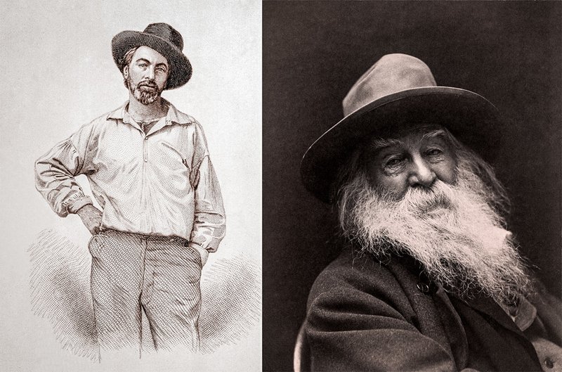 Whitman in 1854 (left) and 1887 (right)