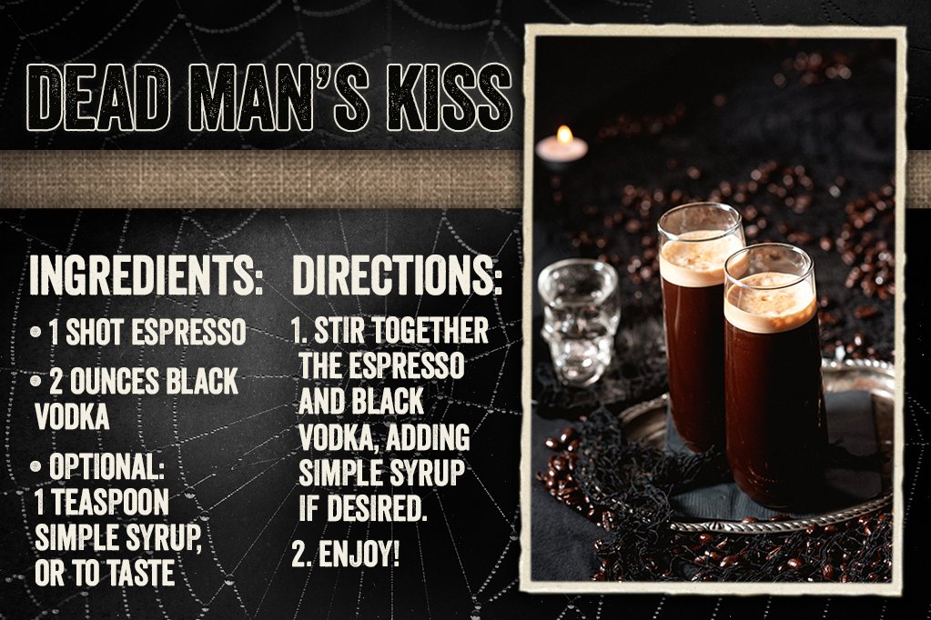 dead man's kiss coffee cocktail, halloween, coffee or die, black rifle coffee company