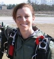 Collins has participated in more than 100 parachute jumps, including two after her leg was amputated. Photo courtesy of Patty Collins.