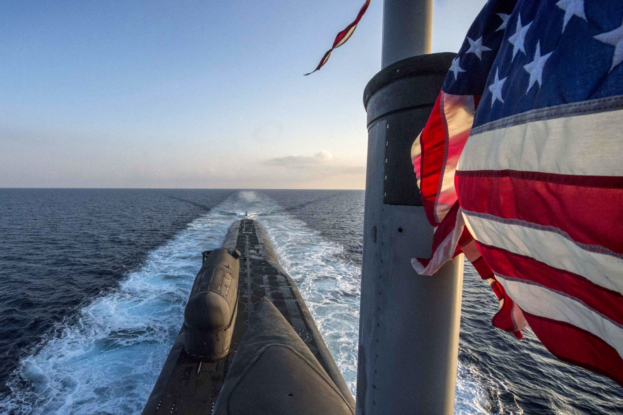 The guided-missile submarine USS Florida transits the Mediterranean Oct. 16, 2019. US Navy photo by Mass Communication Specialist 3rd Class Drew Verbis.