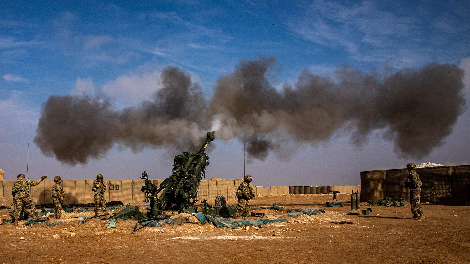 Military officials have declined to say whether US forces, including Charlie Battery, 1st Battalion, 134th Field Artillery Regiment, 37th Infantry Brigade Combat Team, Ohio Army National Guard, conducted counter-fire on militiamen who attacked Mission Support Site Conoco in northeastern Syria on Jan. 4, 2023. Here, Charlie Battery fires an M777 howitzer on Dec. 4, 2022. US Army photo by Sgt. Julio Hernandez.