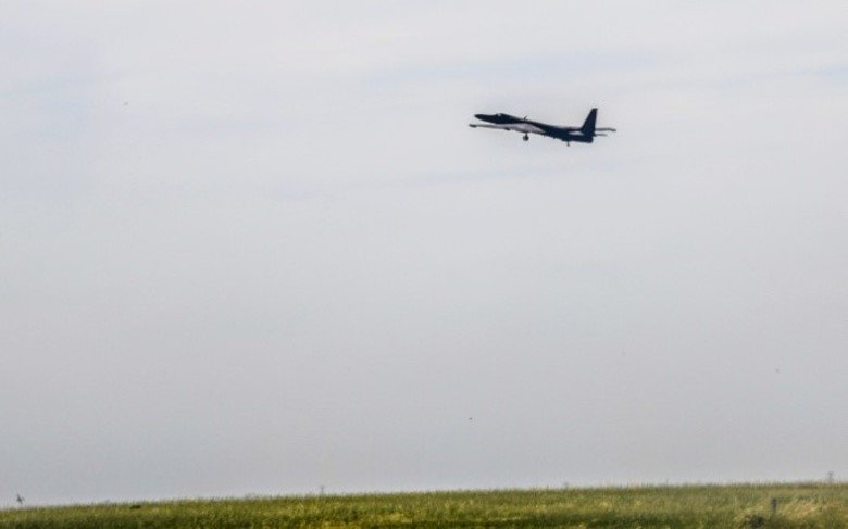 Maj. Jeffrey Anderson, 99th Reconnaissance Squadron pilot, takes off in a U-2 Dragon Lady as the first Reservist in Air Force and 99th RS history to do so at Beale Air Force Base, California, May 5, 2020. The U-2 has been providing intelligence, surveillance and reconnaissance since the Cold War and continues to deliver imagery to decision makers. Photo by Senior Airman Colville McFee/U.S. Air Force.