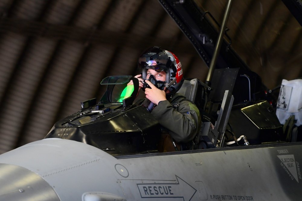 Capt. Michael Terry, 36th Fighter Squadron F-16 pilot, prepares to launch at Osan Air Base, Republic of Korea, July 9, 2020. The 36th Aircraft Maintenance Unit and the flight line operators wokred to make this aircraft mission-capable after being grounded for 186 days. U.S. Air Force photo by Senior Airman Noah Sudolcan via DVIDS.