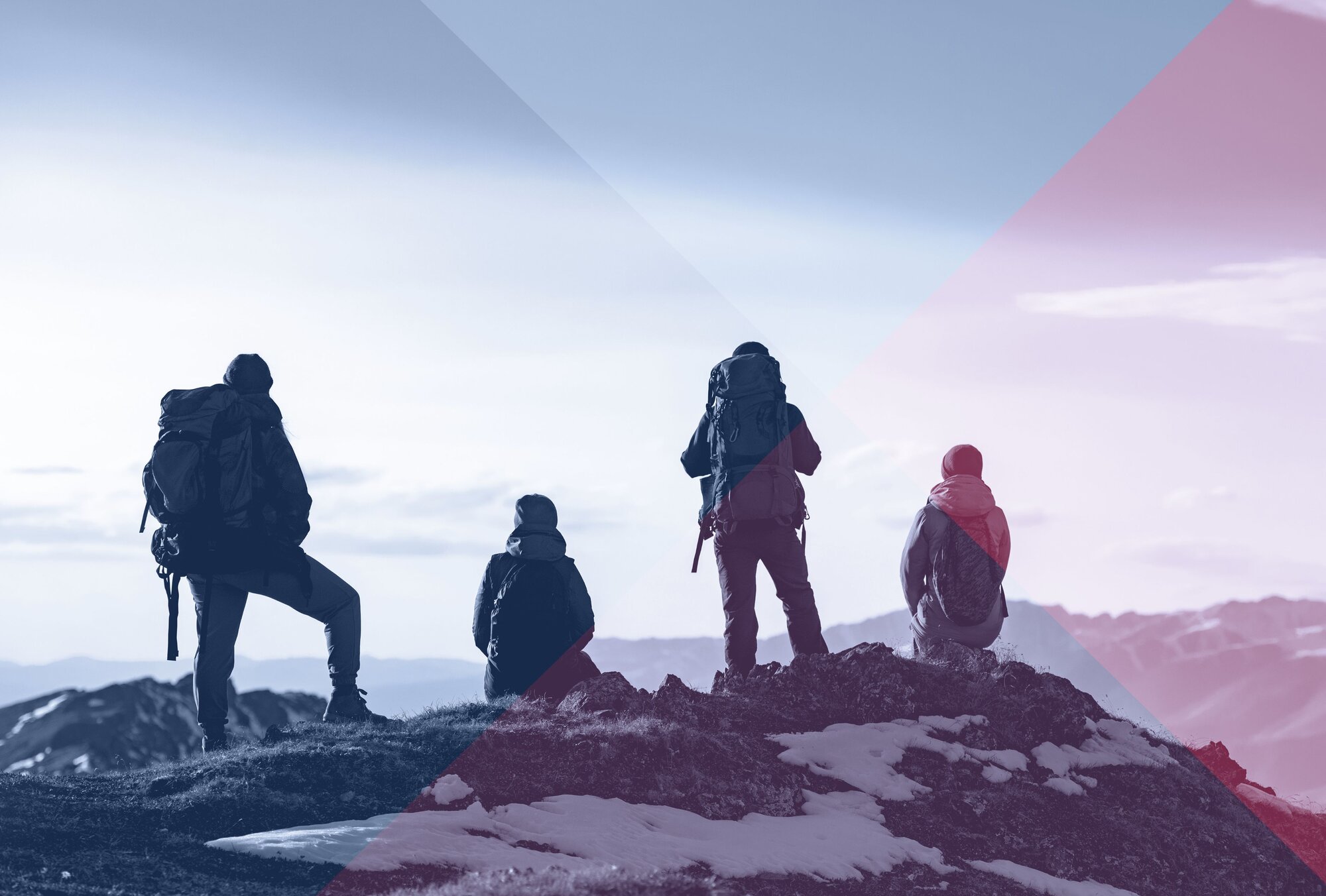 Hikers on top of a peak