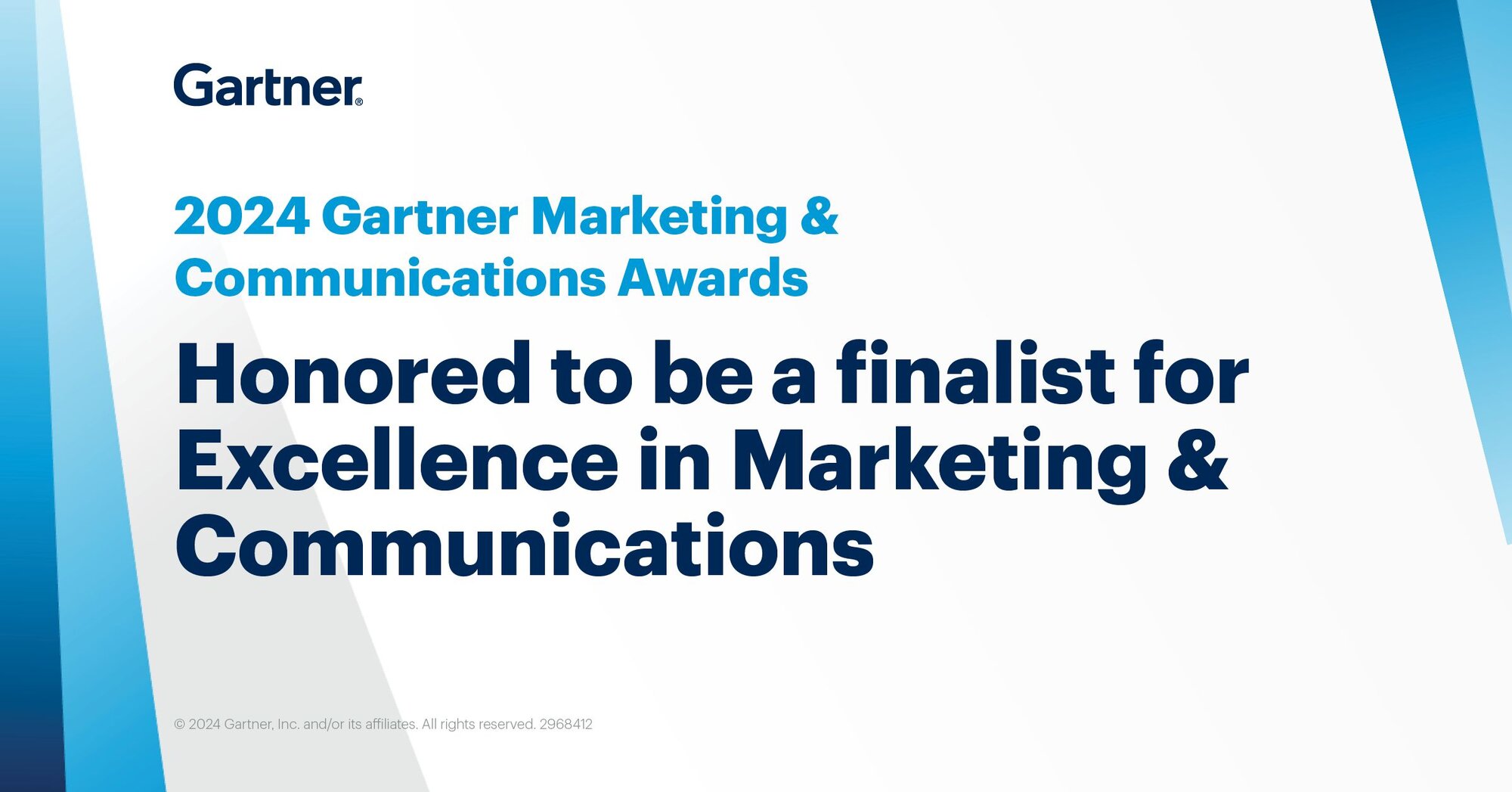 Gartner Marketing and communication award finalist banner