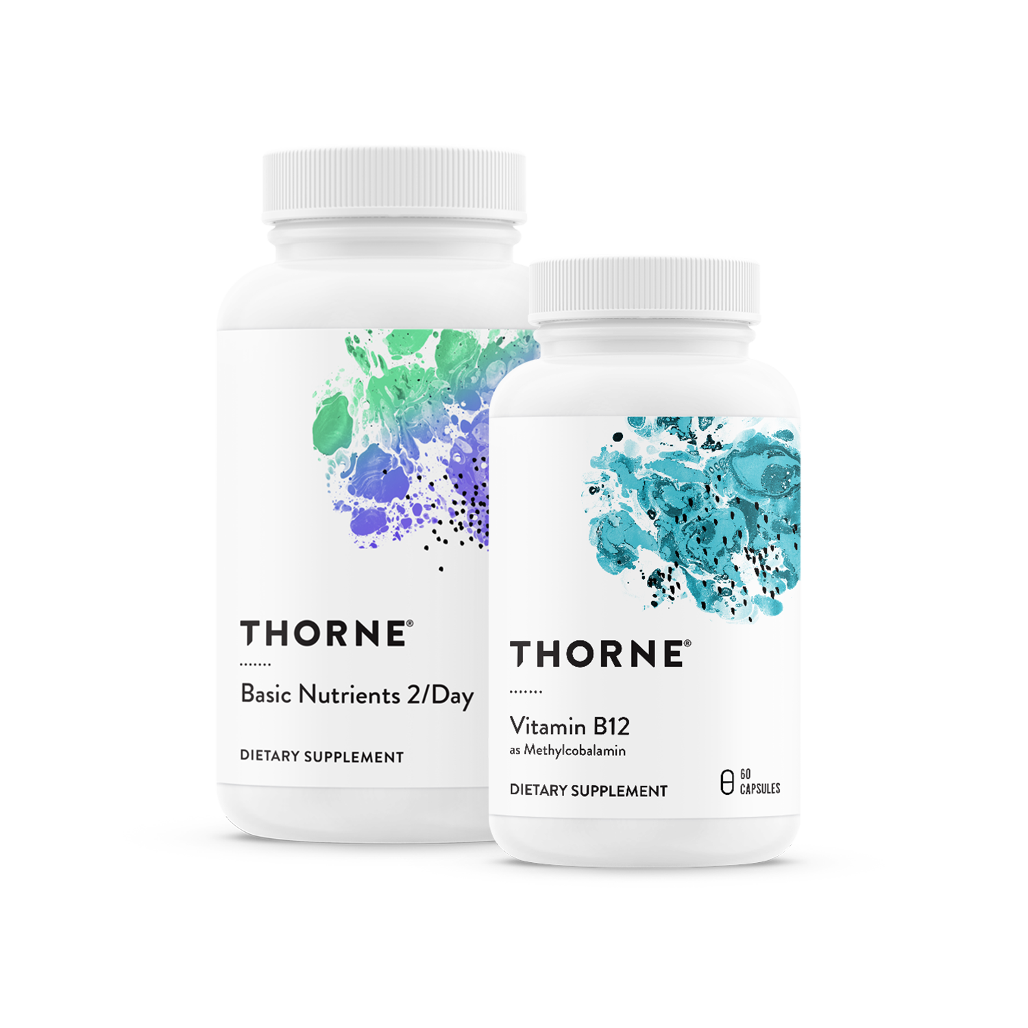 bottles of basic nutrients, vitamin b12