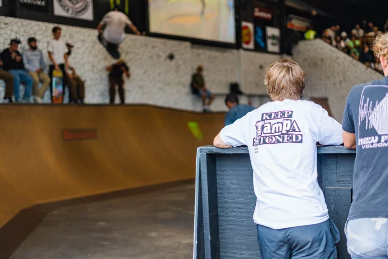 Shout out to Volcom for the tees to Keep Tampa Stoned. I wonder if homie knows the medium sticker is still on his back? Hopefully someone told him!

<!--tampapro22finals-->