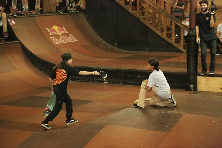 <!-- 2013harvestJam -->

Giancarlo is one of my favorite SPoT locals. He stops skating in the middle of his jam to hand Rezza back his shoe.