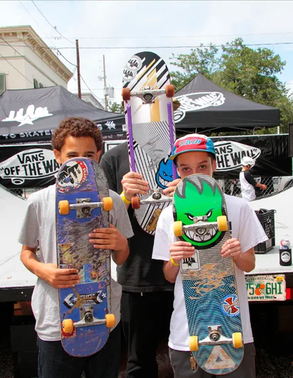 <!--bricks5year-->
The young shredders getting ready to skate. Thanks for the advertisement on your skateboards!