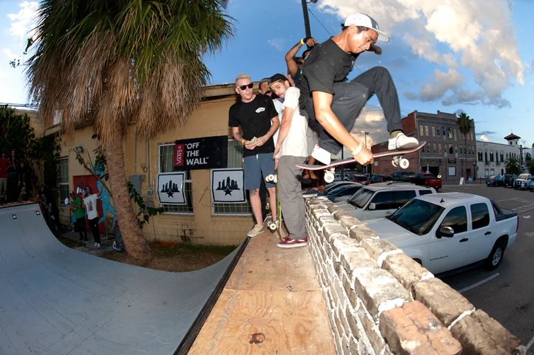 <!--ybor4year-->

SPoT team rider and employee Uncle Sam Bellipanni launched out of the ramp, over the brick wall and into the parking lot about 8 feet below. It was epic, but he had something else up his sleeve. Read on and find out what it was.






