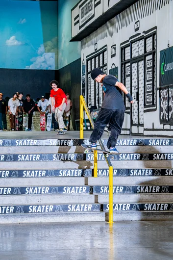 Taiga Naiga went viral on Friday with his bigspin front hurricane on the a-frame, then on Saturday he took it down the 10 and won Skater XL Best Trick and $500!

<!--damnamla2023besttrick-->