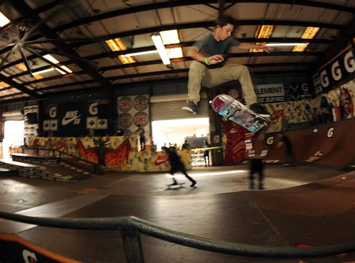 <!-- amdec13sun -->

Jorge Simões placed second in Amsterdamn Am and didn't have to skate until Sunday. Here he is on a 360 flip over the pyramid. Thanks Jorge for making the trip here all the way from Porto, Portugal!