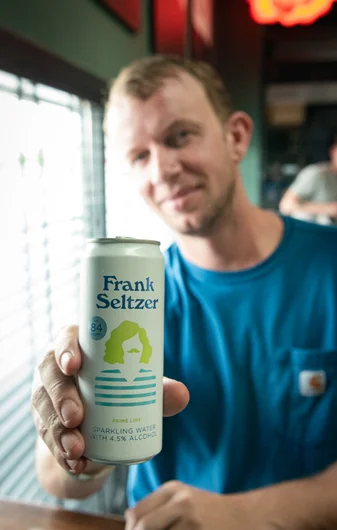 So sick of these hold the product in the frame but have the face outta focus photos, but this one of Frank with his seltzer slaps!

<!--damnambreda22finalsphotos-->