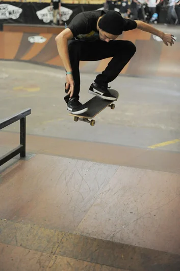 Dylan Perry's got a snapped and caught kickflip.<!-- Clash of the Crews 2013 Presented by Vans -->