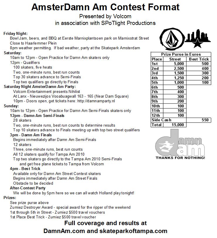 AmsterDamn Am 2010 Contest Format and Schedule