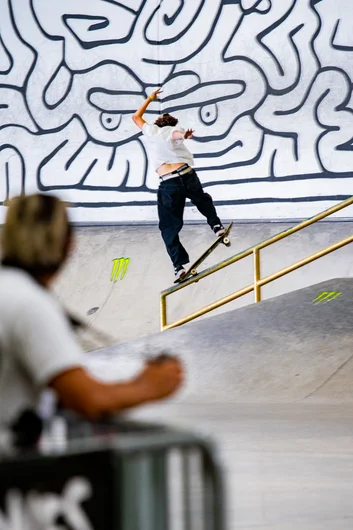 Koston Eaton came to play in the semi-finals. Bump to nosegrind from across the course.

<!--damnamla2023finals-->