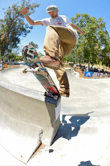 <!--dala152-->

Lotta guys had the Front Blunt on the bank to barrier, but Brodie Penrod was the only one we saw slidin’ em of the end.