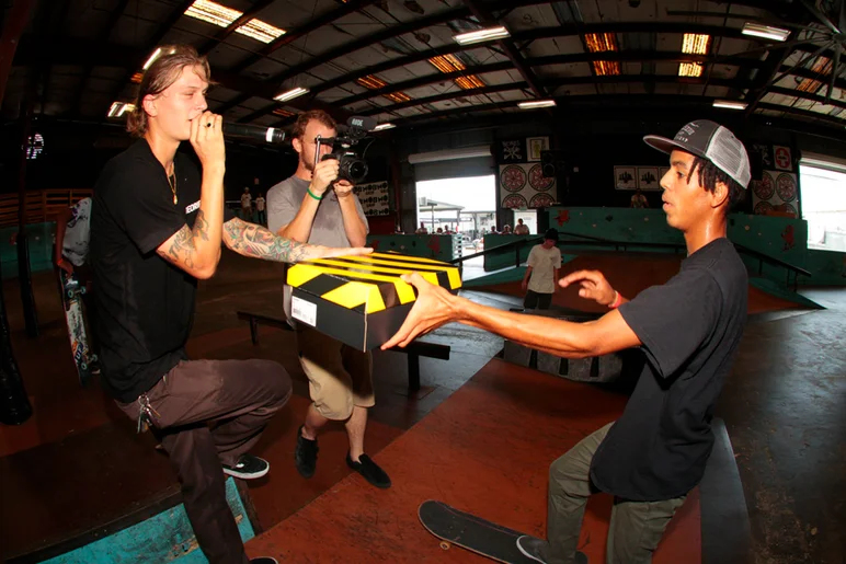 <!--ahday16cons-->

Eric was in the park calling out tricks or obstacles to skate. Jordi was following orders and earned himself a new pair of Converse.