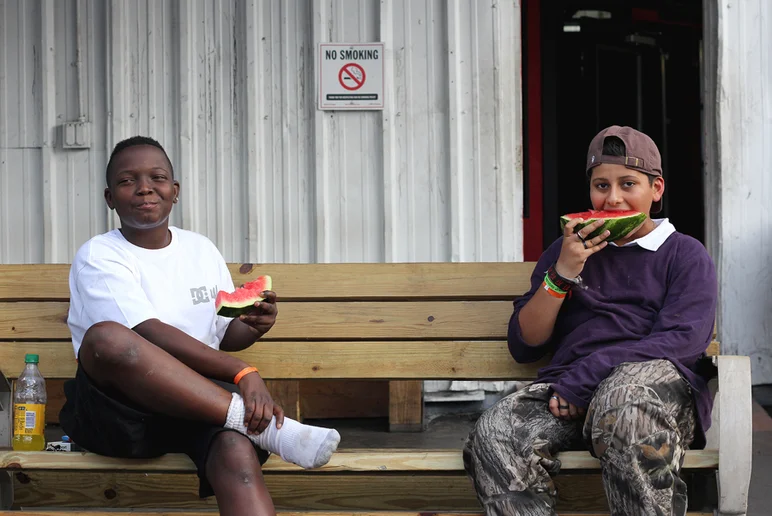 <!--creechpreem-->

Takoki & his friend got down on the free watermelon someone brought.