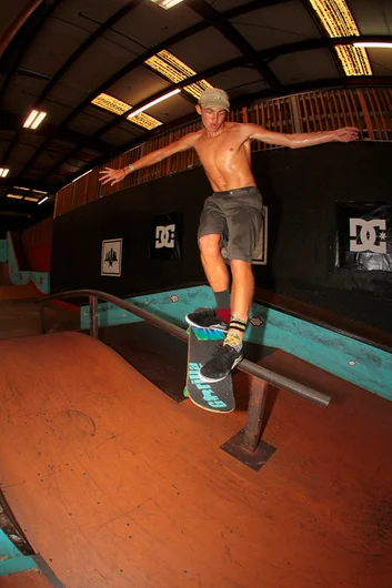 <!--btsb16-->

Adam Tyler kicking off the 16 & Up Age group. He had the FS Feebles over the rainbow rail all day throughout practice.