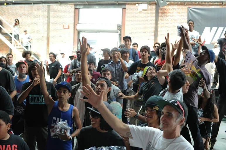 The age variance in the product toss is just as crazy as the age variance in skateboarding participation.  Thanks again for coming and watching online, ya'll.<!-- Damn Am Los Angeles 2013 Sunday -->
