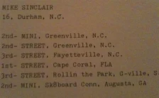 Mike Sinclair's list