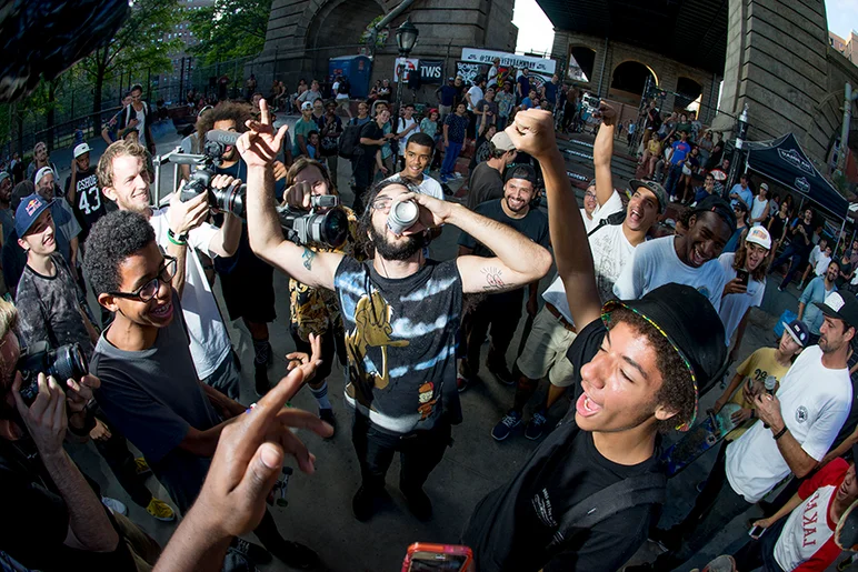 <!--danycsat-->

When you're a winner, you act like a winner, and a winner pounds a cold one with his fans after a fantastic performance. Thank god skateboarding is still weird. Let's hope we never lose people like this guy.