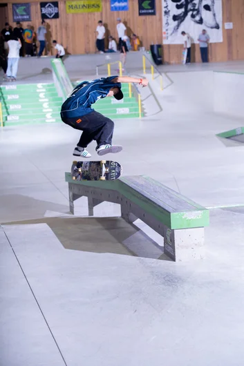 Kickflip front noseslide from Kikujiro Nakamura on the bump to ledge

<!--damnamjapan2022day2-->