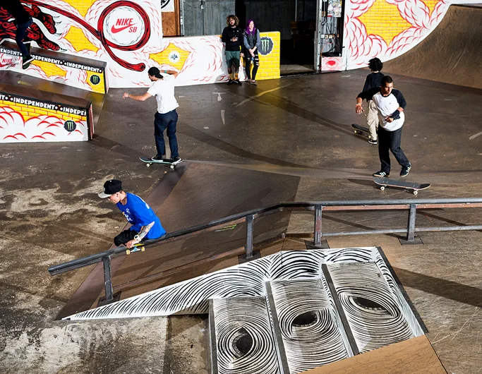 <!--am17friday-->

While others in the background stagger around, Felipe Nunes gets to business with a Fs Lipslide.