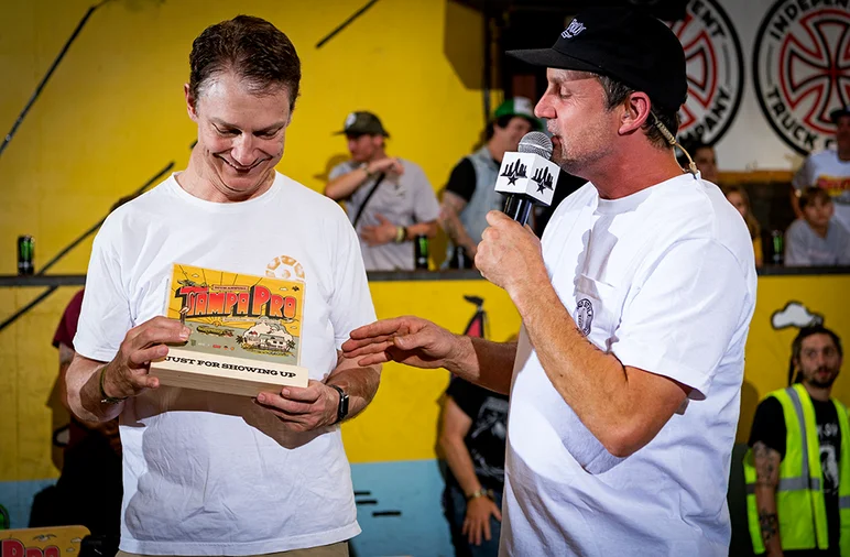 <!--pro20finals-->
The first Just For Showing Up Award goes to Chris Carter for all he’s done for skateboarding.
