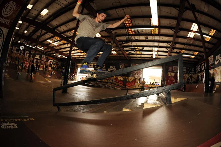 <!-- amdec13fri -->

Aaron Herrington, part of the Theories of Atlantis family, rides for Polar Skateboards, one of the raddest board companies out right now. Aaron made the trip to Tampa Am from New York City and killed it today.