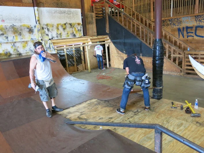 <!--course14-->

That's longtime SPoT homie, Aaron Burkett on the left, SPoT FSEC member, Jared Currey, and Josh Knight helping out with demolition.  Thanks for putting in work fellas.