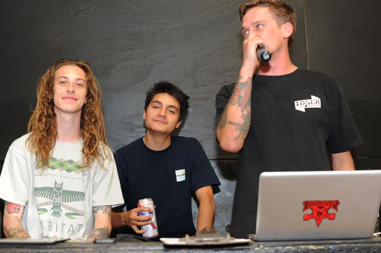 Your microphone entertainers Chris Jata and Casey Wayne with Stevie Perez.<!-- Spring Roll 2013 and a Bradenton Session Presented by Lakai -->