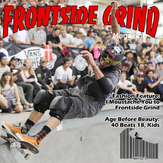 The Editor went ahead and gave Bucky the coveted cover spot of Frontside Grind Magazine for winning the Vans Pool Party yesterday.  He's 40 as f**k and beat 18 year old Pedro Barros in the Finals.  Thanks for the show, Vans.  Good bye, California.  We'll be back soon.  Get all the other issues of <a href=