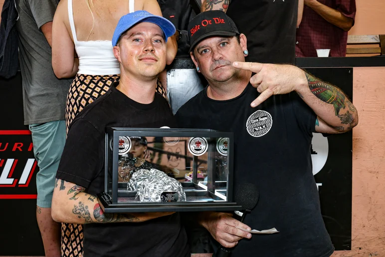 Ultra Slappy Wax presented Brian with an Award for a year’s worth of hard work. 

<!--harvestjam2023-->