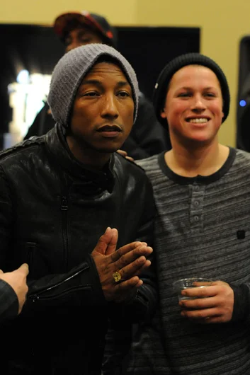 Pharrell had too much of a swarm around him for me to get a legit photo, so I just snuck in on someone else's photo from the side.<!-- Zumiez 100k 2012 -->