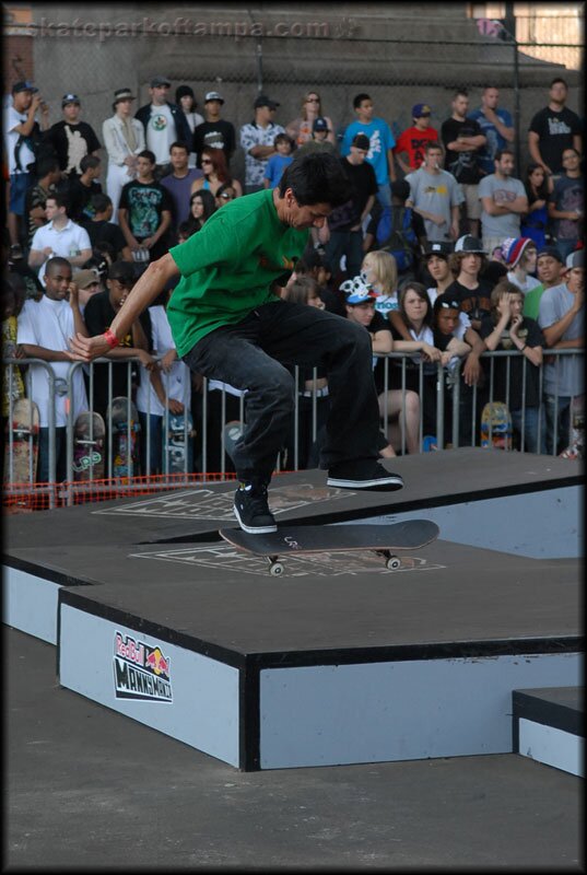 Chico Brenes with a perfect looking kickflip manny