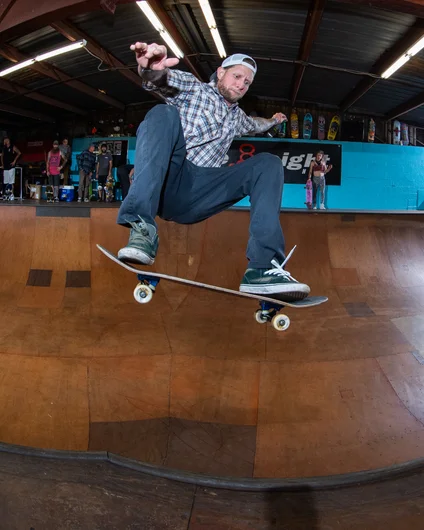 Ben goes frontside over the hip.
<!--ombj2022-->