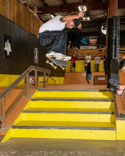 First try switch flip from one of the contest favorites, Tyson Zane<!--harvestjam21-->