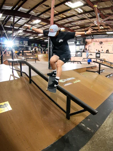 Damn Am Japan Women's winner Yumeka Oda warming up with a front feeble
<!--tampaamsunday2023-->
