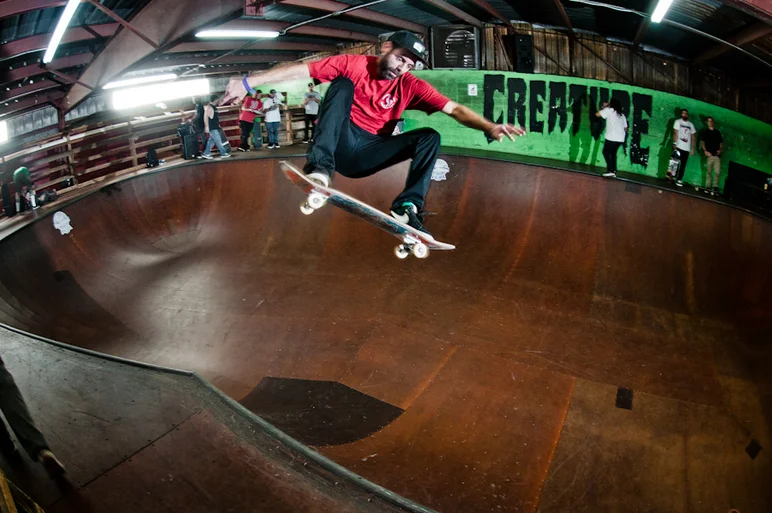 <!--ta14-sd-->

Paul Zitzer boosts a frontside air during the Old Man Bowl Jam.
