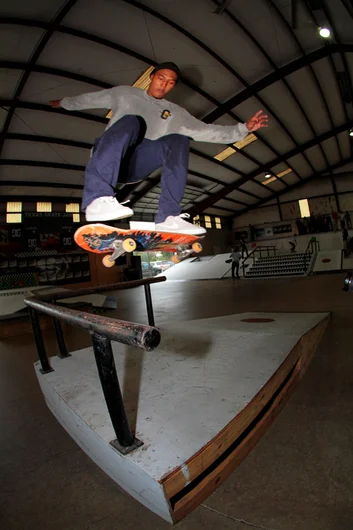 <!--ridetexas14-->

James Cobb, our very own team rider was inside starting off the bump to bar best trick. Full Cab over the bump.
